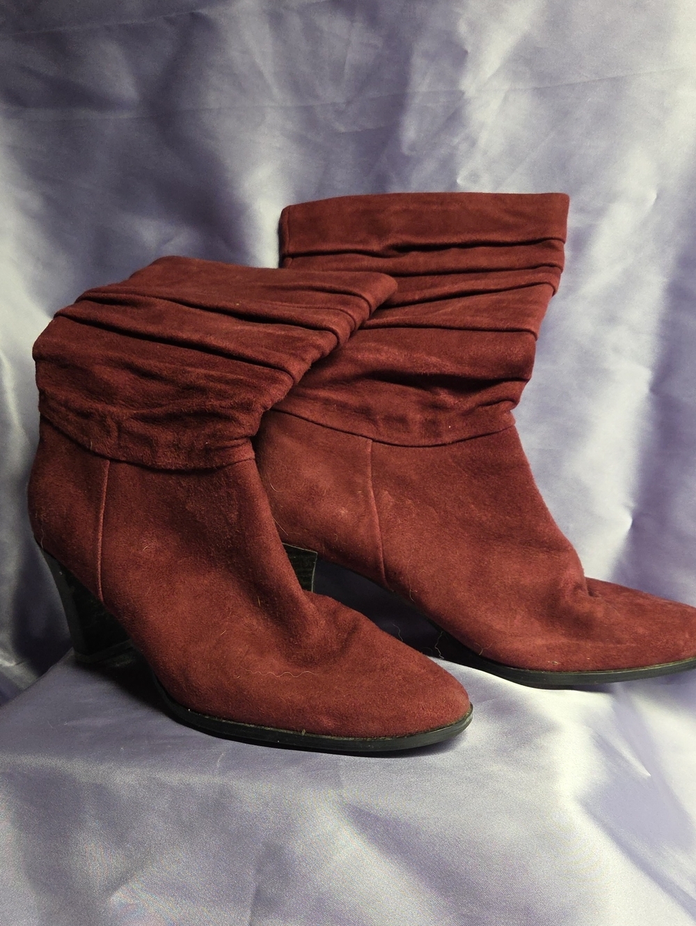Worthington Burgundy Suede Slouch Ankle Boots